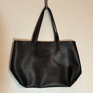Sleek Black Vegan Shoulder Tote Bag